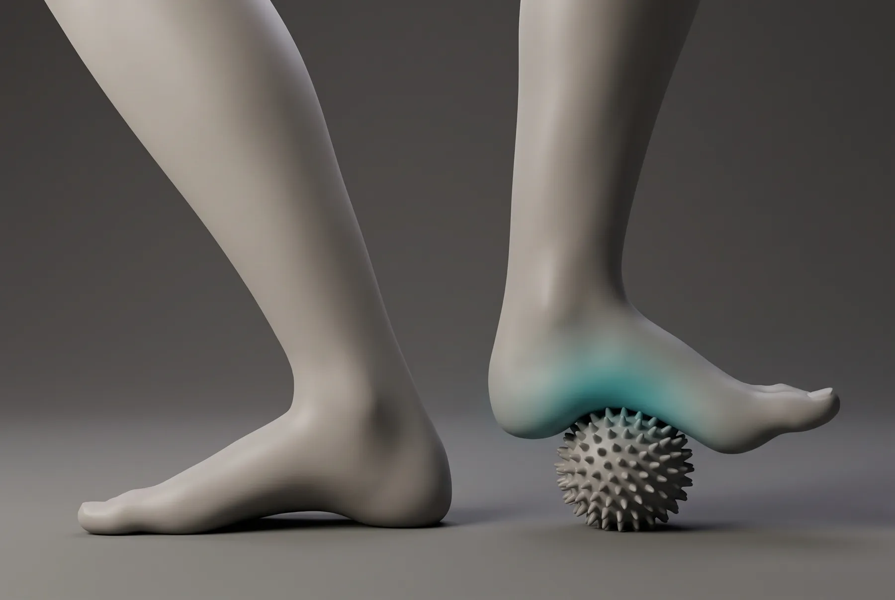 3D render treatment of Feet with a massage ball