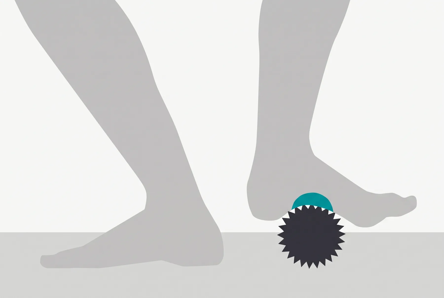 Flat vector treatment of Feet with a massage ball