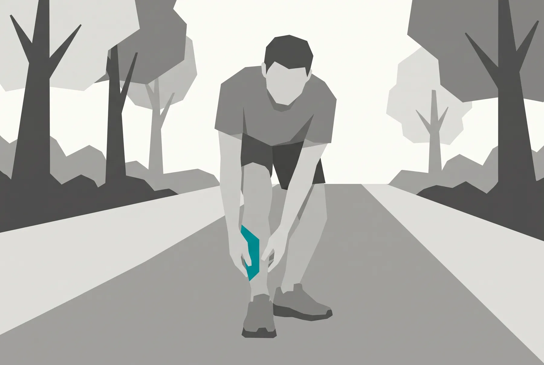 Flat vector treatment of Runner gripping the shin