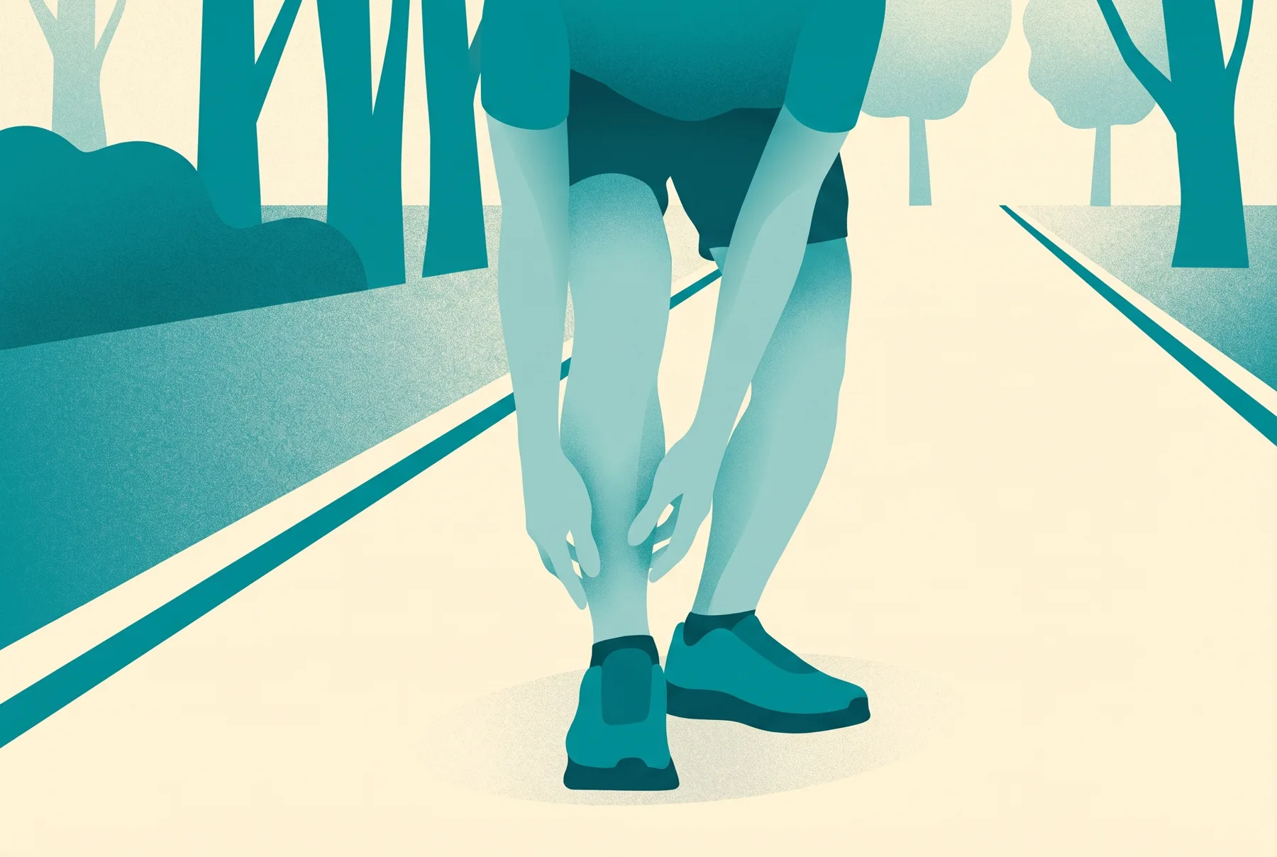 Editorial vector treatment of Runner gripping the shin
