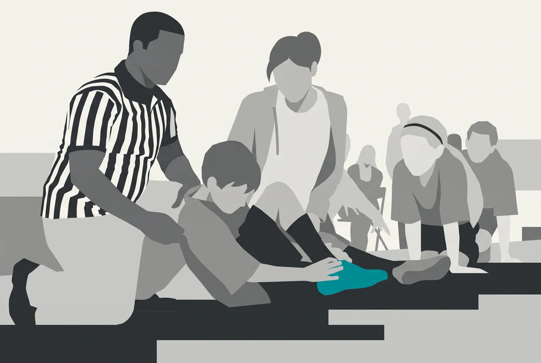 Flat vector treatment of Sideline injury on the field