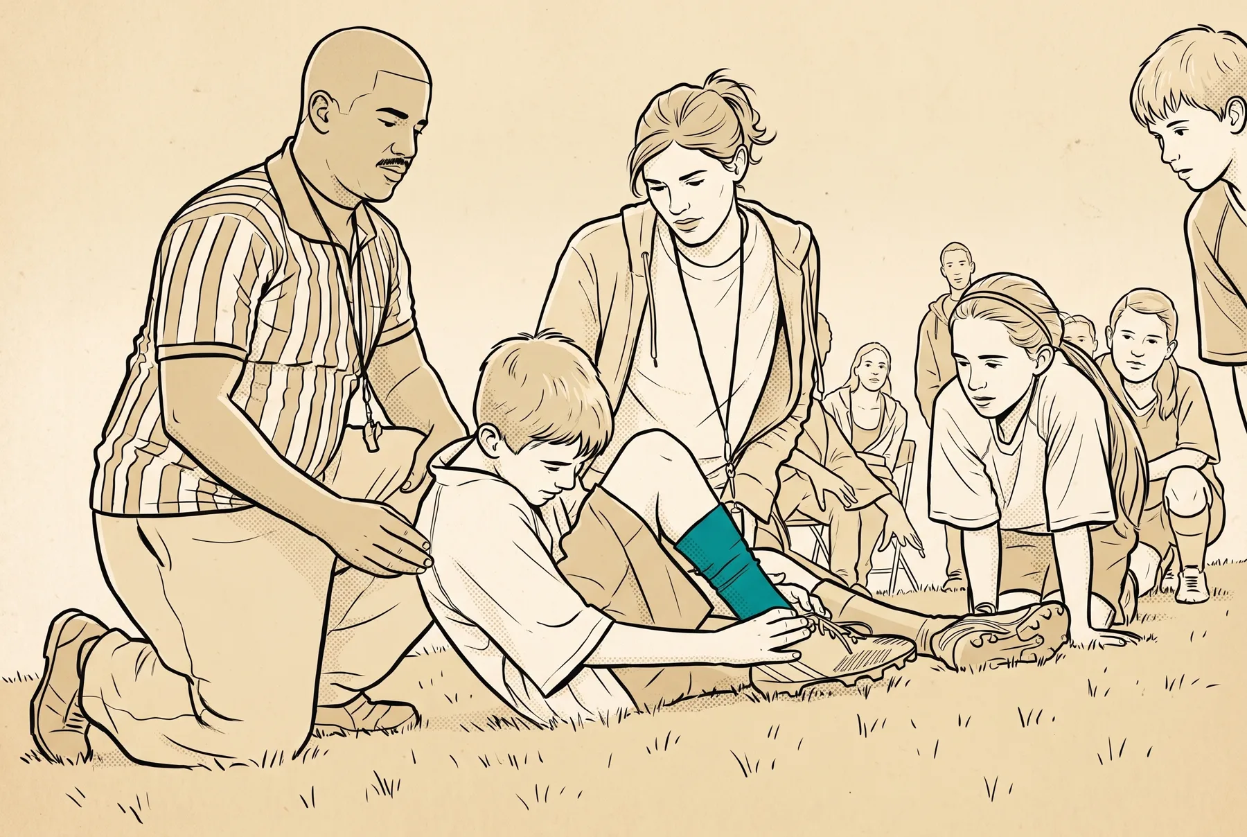 Retro ink treatment of Sideline injury on the field