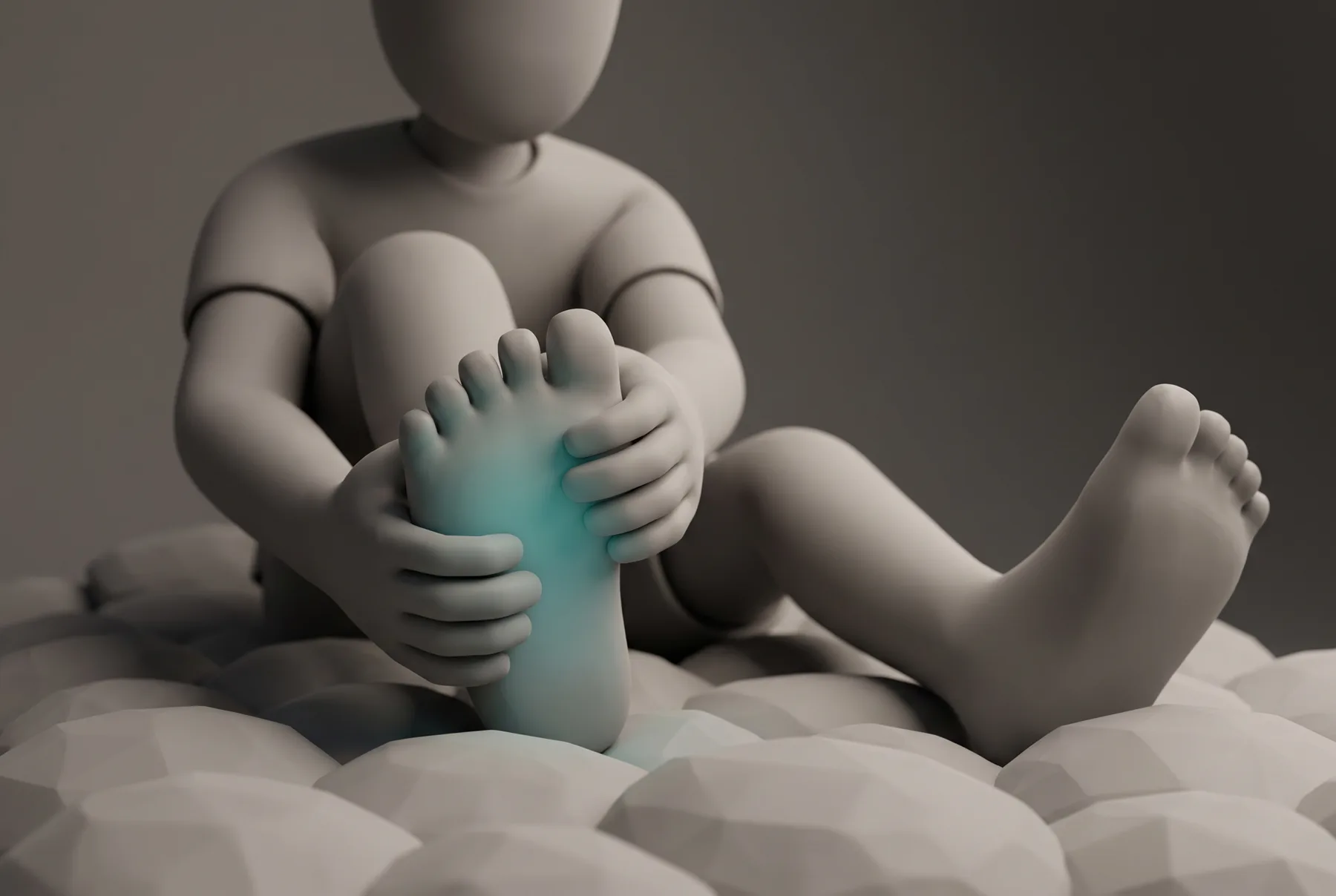 3D render treatment of Forefoot pain, hands gripping