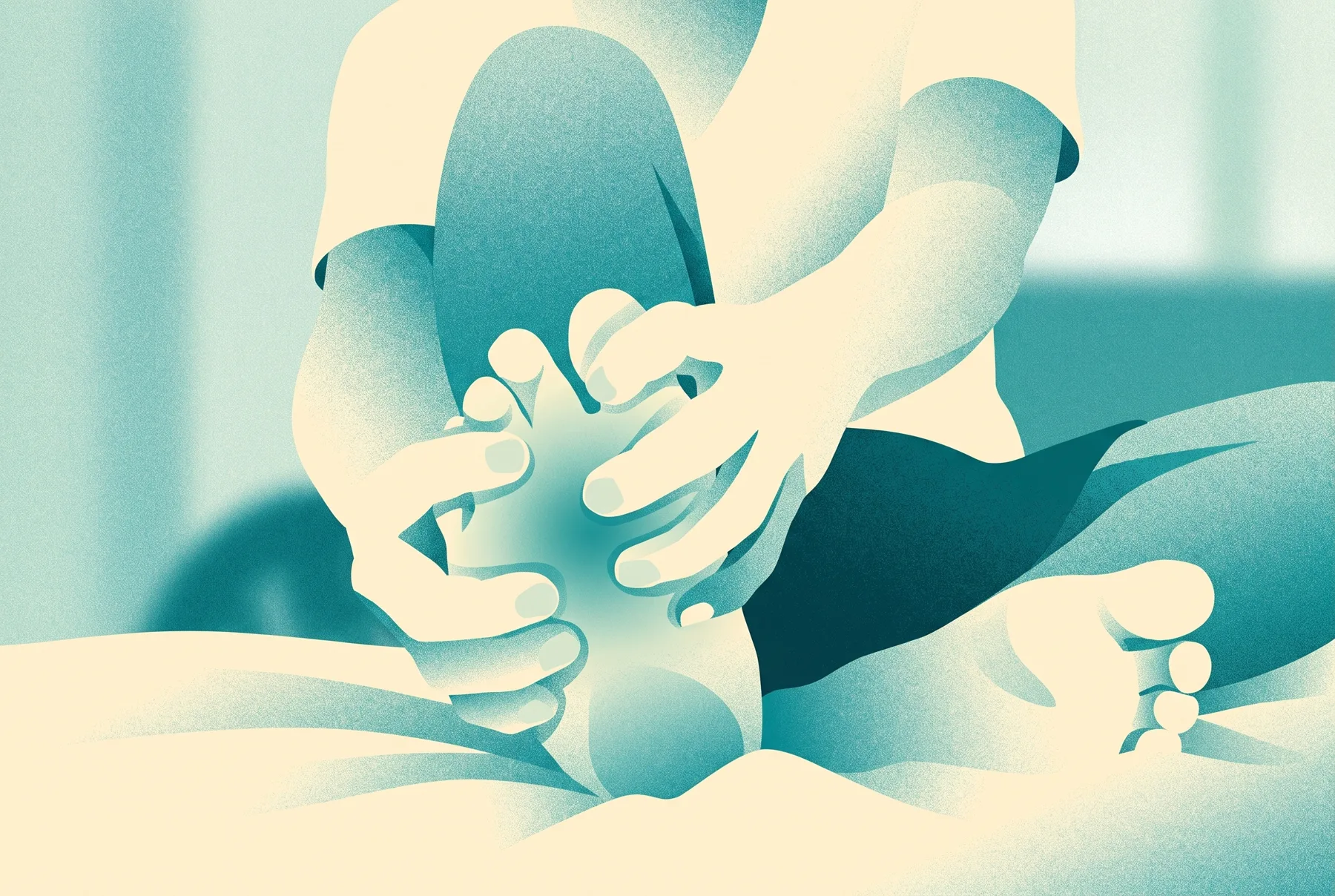 Editorial vector treatment of Forefoot pain, hands gripping