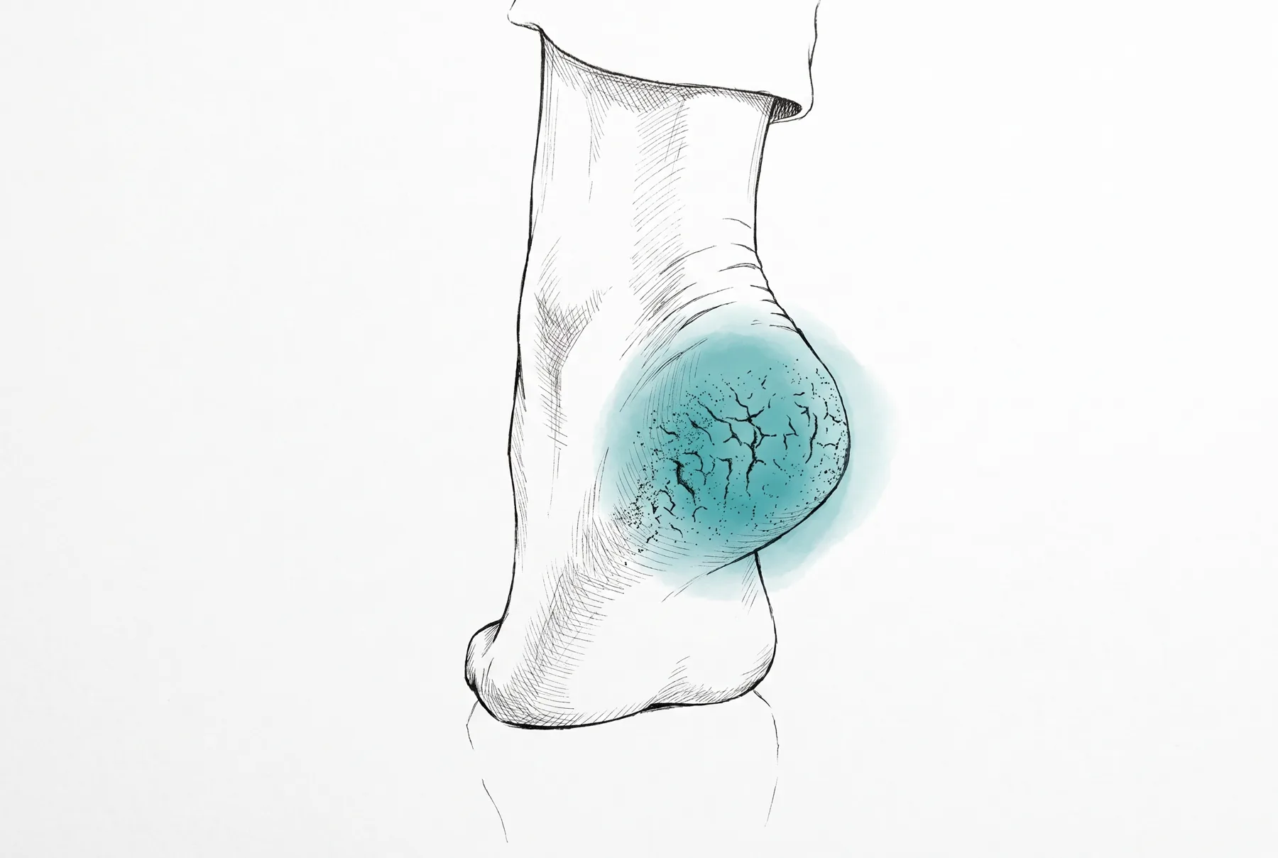 Fine pen & ink treatment of Cracked heels